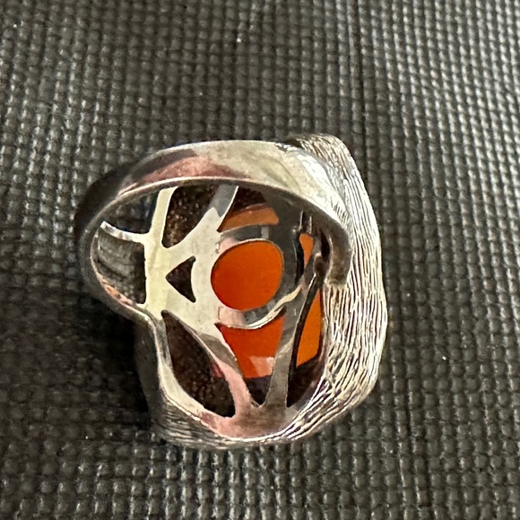 Thai 925 Sterling Silver w Faceted Carnelian Ring Size 7 Hallmarked "CID" - Picture 7 of 11